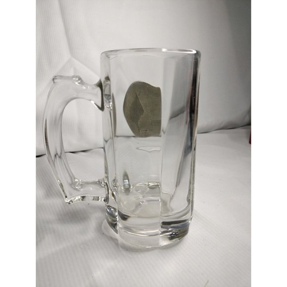 Vintage Heavy Crystal Stein Mug Baseball Pewter  Plaque - Picture 3 of 4